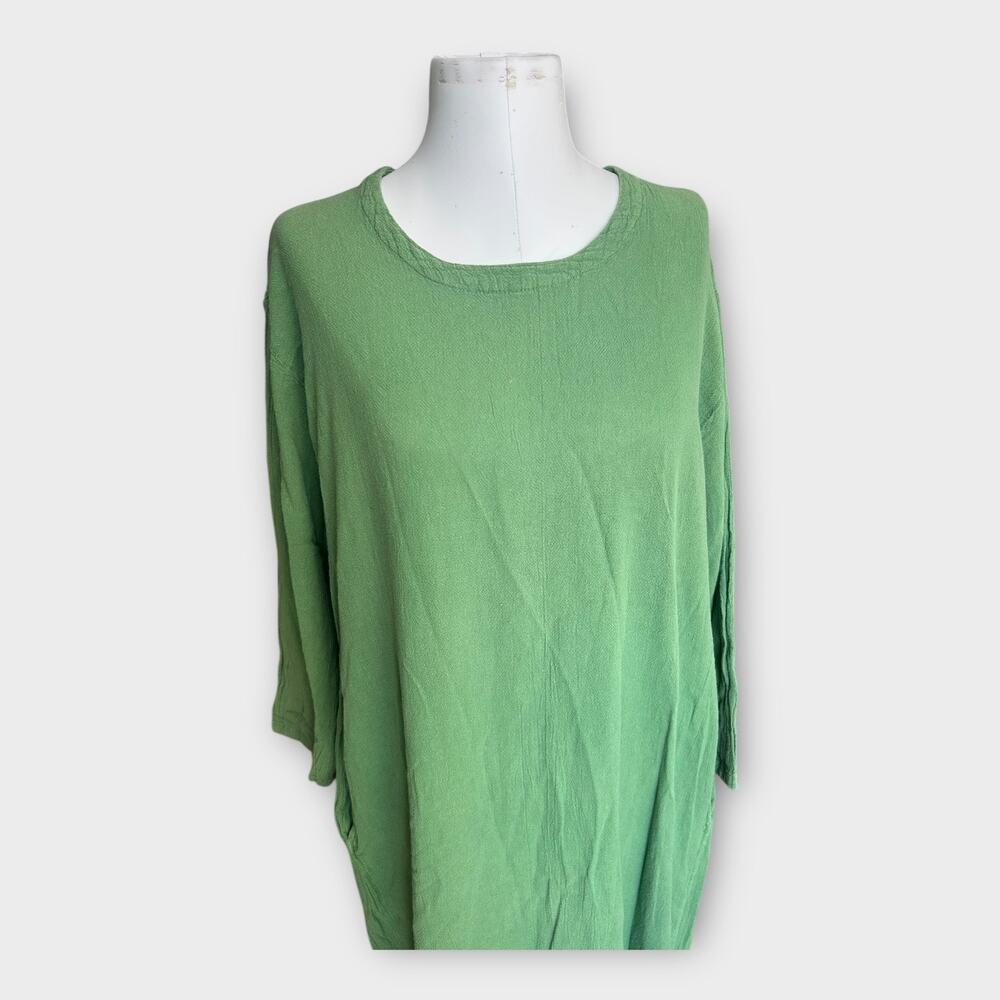 Oh My Gauze! Florida Women's Oversized Maxi Kaftan Dress Green size 1 Flowy Boho - Picture 2 of 8